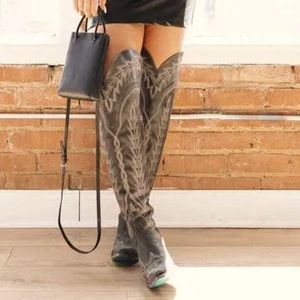 Lane Lexington Over the Knee Leather Boots / Brown Crackle / Size 9